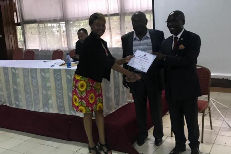 Certificate of Recognition issued to Dr. Kunyanga 