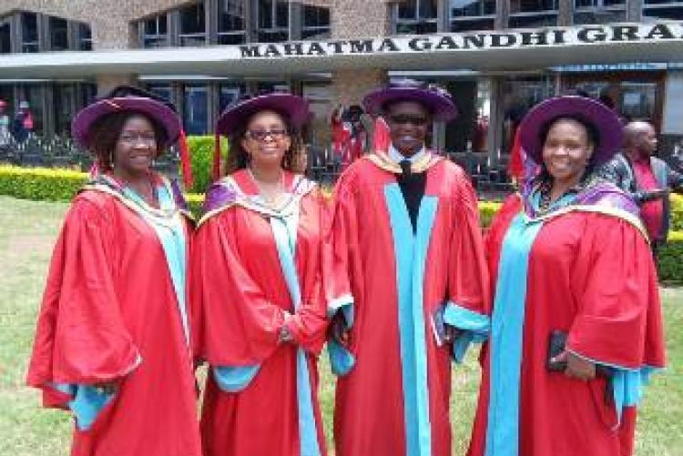 The Chairman Prof. George Abong' with some of the graduands from the Department of Food Science, Nutrition & Technology.