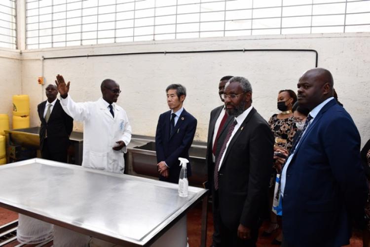 The Japanese Ambassador to Kenya, Ken Okaniwa, accompanied by UoN VC Prof. Stephen Kiama takes a tour of the Department and sign the visitors book.