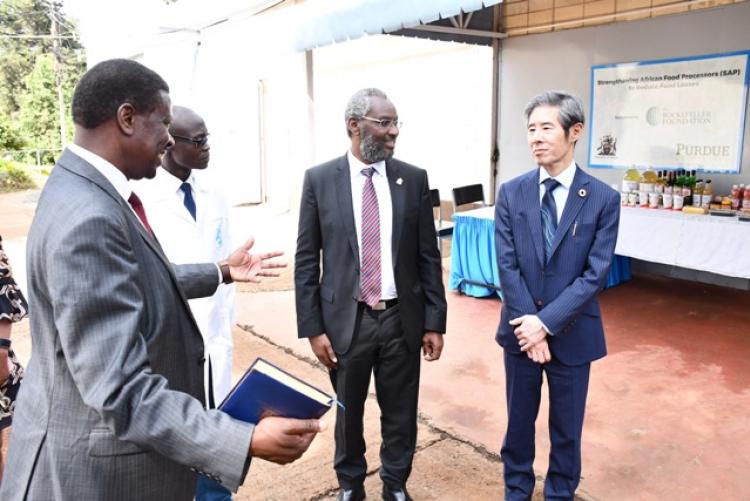 The Japanese Ambassador to Kenya, Ken Okaniwa, accompanied by UoN VC Prof. Stephen Kiama takes a tour of the Department and sign the visitors book.